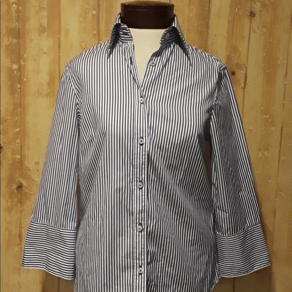 J.McLaughlin striped shirt white & blue - Picture 8 of 9